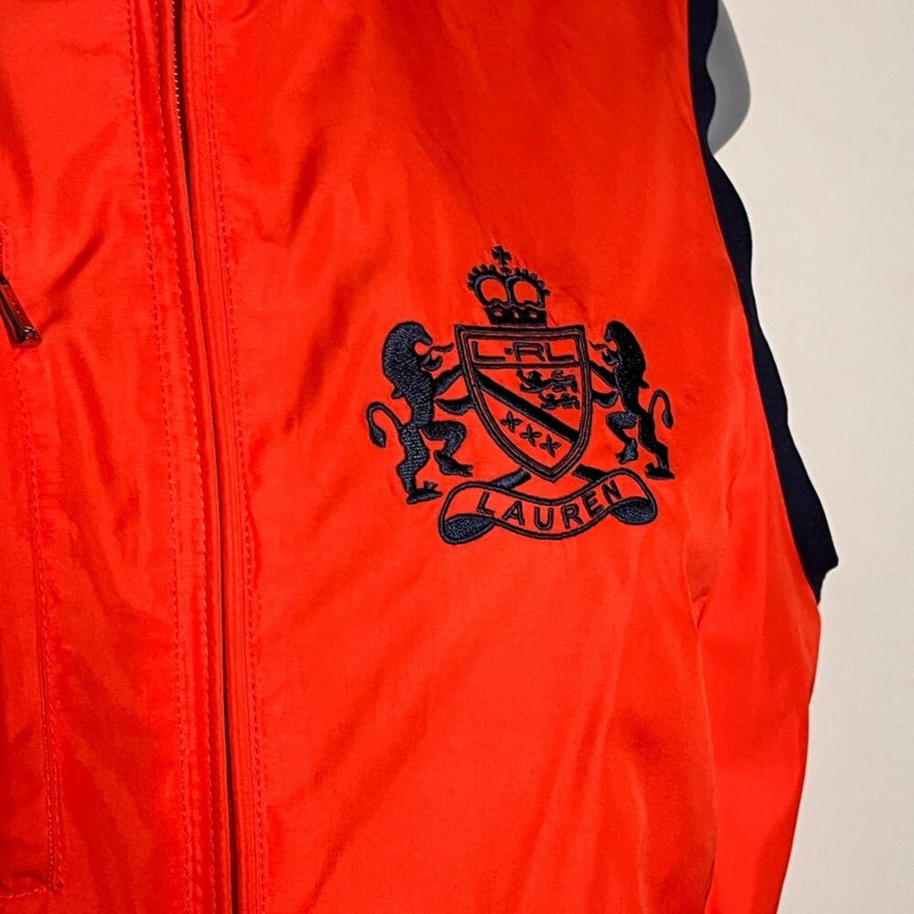 LAUREN RALPH LAUREN reversible crested navy and orange full zip vest size medium - Picture 7 of 8